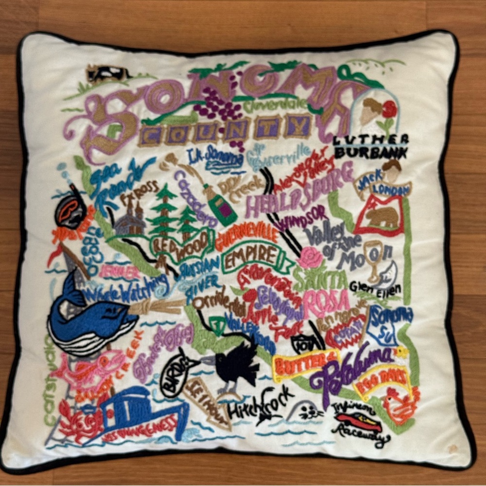 Catatudio Sonoma Colorful Embroidered Accent Pillow